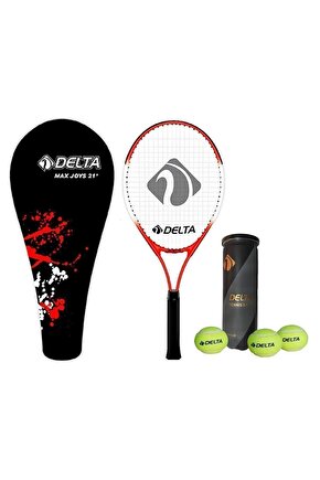 Max Joys 21 İnç Çocuk Tenis Raketi + Çantası + Vakumlu Tüpte 3 Adet Tenis Maç Topu Seti