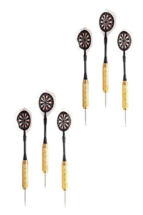 6 Adet 22 Gram Dart Oku Çelik Uç Pirinç Gövde Renkli Kanat Dart Oku Seti