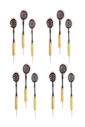 12 Adet 22 Gram Dart Oku Çelik Uç Pirinç Gövde Renkli Kanat Dart Oku Seti