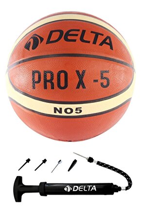 Kahverengi Pro X Deluxe Kauçuk 5 Numara Basketbol Topu + Top Pompası 5 Numara Pompa dahildir
