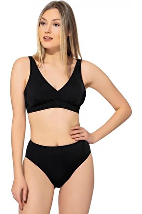 Düz Kruvaze Bikini 5032 Siyah Büyük Beden