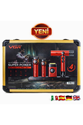 Combo 4lü Set Stepless Pro 4ü 1 Arada High-End Saç Kesme Makinesi Ve İyonize Fön Makinesi