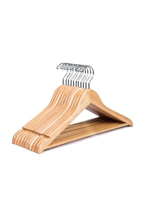 Ahşap Askı Kıyafet Askısı Askılık Vernikli 10 Adet Premium Quality