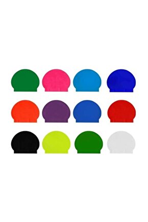 12 Adet Lateks Bone Deluxe Latex Yüzücü Deniz Havuz Bonesi (12 Farklı Renk Karışık)