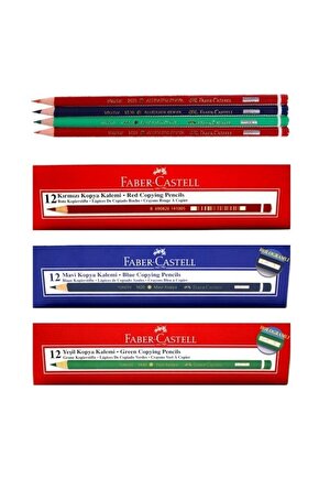 Faber-Castell Kırmızı 12li - Yeşil 12li - Mavi 12li Kopya Kalemi