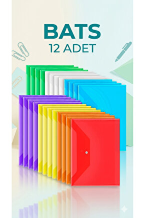 A4 ÇITÇITLI DOSYA ZARF KARMA RENKLİ 12 ADET