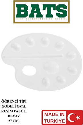 27 CM. GODELİ OVAL RESİM PALETİ BEYAZ
