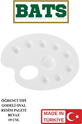 19 CM. GODELİ OVAL RESİM PALETİ BEYAZ