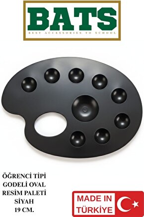 19 CM. GODELİ OVAL RESİM PALETİ SİYAH