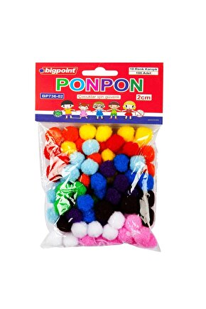 Ponpon 2 cm 10 Renk  100lü Poşet