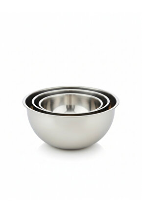 430 Paslanmaz Çelik Karıştırma Kabı 3lü Set 29 25 21 Cm Çırpma Yoğurma Hamur Salata Pişirme K