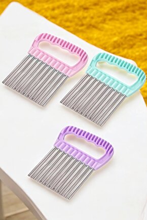 Paslanmaz Çelik Chips Chopper Patates Sebze ve Meyve Dilimleyici Şekillendirici (Karışık Renk)