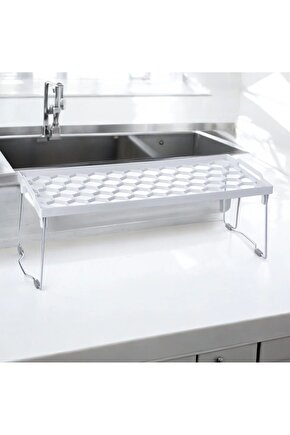 Plastik Metal Ayaklı Dikdörtgen Mini Raf Düzenleyici Organizer