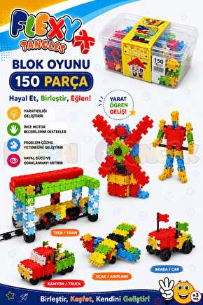 Flexy Tangles Blok Oyunu 150 Parça - Oyuncak Lego Seti - Birbirine Geçmeli STEM Lego Seti - Eğitici