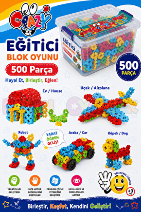 Crazy Eğitici Blok Oyunu 500 Parça - Oyuncak Lego Seti - Birbirine Geçmeli STEM Lego Seti - Eğitici