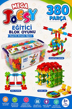 Mega Joesy Eğitici Blok Oyunu 380 Parça - Oyuncak Lego Seti - Birbirine Geçmeli STEM Lego Seti - Eği