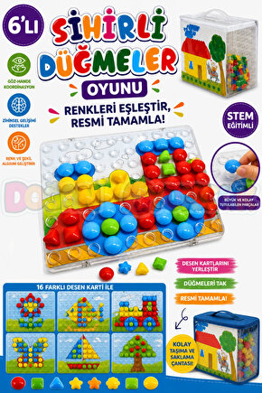 6lı Sihirli Düğmeler Oyunu - Oyuncak Sihir Düğmeler - Renkleri Yerine Yerleştirme Oyunu Resim Oyunu