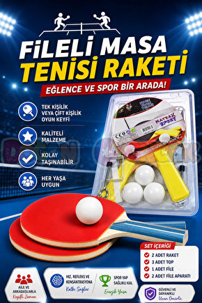 Fileli Masa Tenisi Raketi - Okul İçin Masa Tenisi Raketi - Tenis Oyuncakları - Masa Tenisi Oyunu - F
