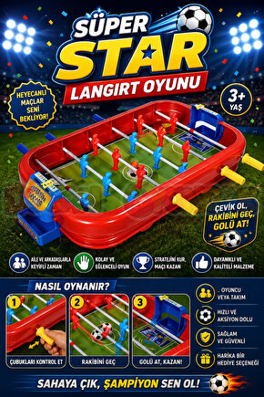 Süper Star Langırt Oyunu - Futbol Maçı Oyuncak - Futbol Oyuncakları - Top Oyuncak Langırt Setleri -