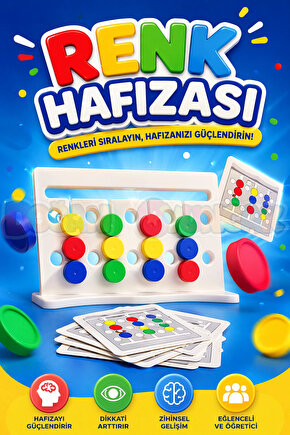 Renk Hafıza Oyunu - Rubik Abaküs Montessori Zeka Oyunu Eğitici Oyuncak