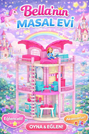 Bellanın Masal Evi - Bella Oyuncak Ev - Bellanın Masal Evi - Bella 3 Katlı Evi