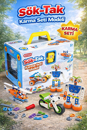 Hanye Sök-Tak Karma Seti Modeli - Oyuncak Söktak 5i Bir Arada Çanta Modeli - Lego Setleri