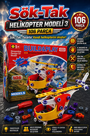 Hanye Sök-Tak Helikopter 3 Modeli - Oyuncak Söktak Helikopter Modeli - Lego Setleri