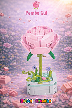 Mikro Blok Pembe Gül Çiçek Lego - Lego Setleri Mini Lego - Çiçek Lego - Blossom Çiçek Lego