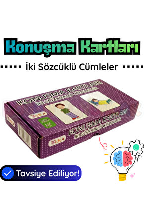 Orijinal Konuşma Kartları - İki Sözcüklü Cümleler - Çocuklar için Konuşma Etkinliği Kartları