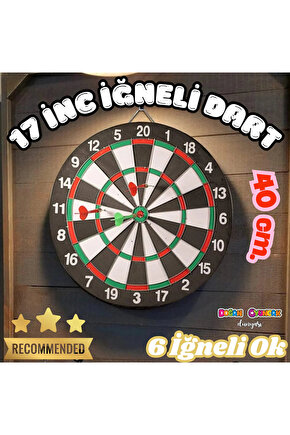17inç Dart Tahtası Çift Taraflı 6 Metal Iğne Uçlu