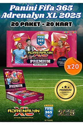 Panini Premium FIFA 365 Adrenalyn XL 2025 Oyuncu Kartı - Premium Futbolcu Kartları - 20 Paket