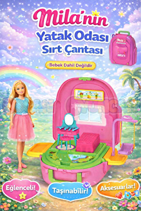 Milanın Yatak Odası Sırt Çantası - Yatak Odası Oyuncak - Yatak Odası Seti - Barbie Yatak Odası