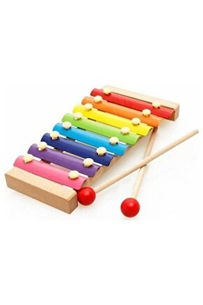 Ahşap Ksilofon 8 Nota 8 Ton 25 Cm 8 Tuşlu Sesli Selefon Oyuncak