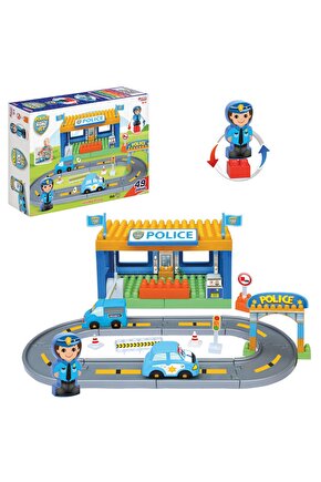 Lisinya193 Polis Yol Set 45 Parça Yapı Oyuncak Oyun Seti