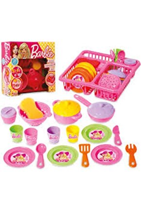 Barbie Oyuncak Bulaşıklık Tabak Tencere Set 21 Parça