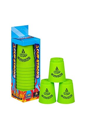 Speed Cup Stacks Yeşil - Lisanslı Bardak Denge Oyunu - Bardak Oyunu - Hızlı Bardaklar