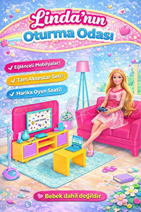 Lindanın Oturma Odası - Oturma Odası Oyuncak - Oturma Odası Seti - Barbie Oturma Odası