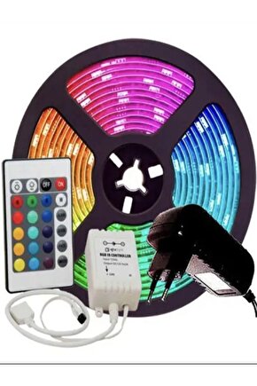 5 Metre Tak Çalıştır Kumandalı, 96 Renk RGB Şerit Led TV Ünitesi, Mutfak Tezgahı, Vitrin, Tavan Ledi