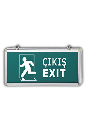 Acil Çıkış Levhası, 3 Watt Ledli EXIT, 3 Saat Şarjlı, Elektrikle Çalışır, Çift Yönlü Çıkış Levhası