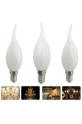3 Adet Çok Kaliteli E14 Duy 5 Watt, 6400 Kelvin Beyaz Işık Led Ampul, Avize, Şamdan Ampulü Mum Ampul