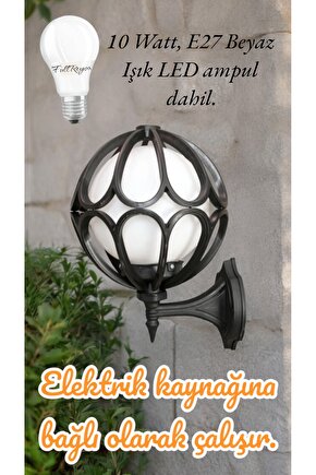 Beyaz Işık 10 Watt LED Ampul Dahil Dekoratif Bahçe Duvar Aydınlatma Armatürü, Dekoratif Duvar Aplik