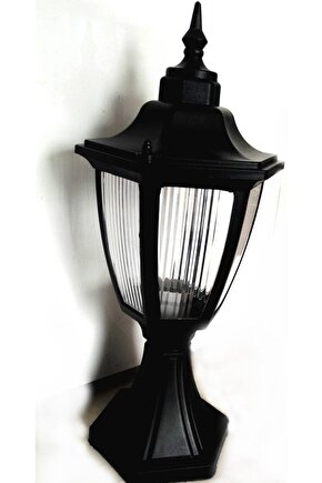 232LAMP Altıgen Set Üstü Fener - Bahçe Aydınlatma Armatürü Siyah