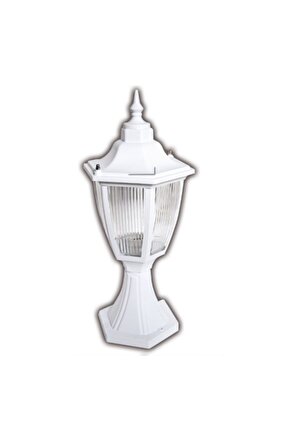 232LAMP Altıgen Set Üstü Fener Bahçe Aydınlatma Armatürü Beyaz