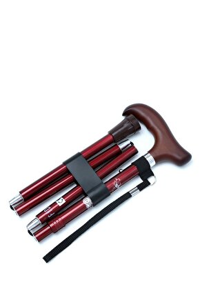 606SAW Taşlı Katlanır Baston 9030-1 Bordo Desenli