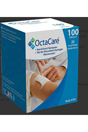 (10 paket) OctaCare Steril Emici Kompres (Non-Wowen) 7,5cm x 7,5cm 100 Adet