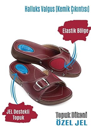 Kadın Bordo Ortopedik Halluks Ve Topuk Dikeni Terliği Kemik Çıkıntısı Terliği