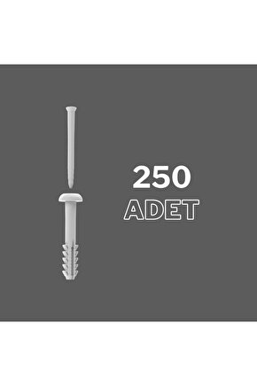 Plastik Çivili Korniş Dübeli Del Çak Dübel 7 Mm - (250 Adet)
