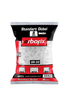 Or-03 Plastik Dübel 8 Mm ( 1000 Li )