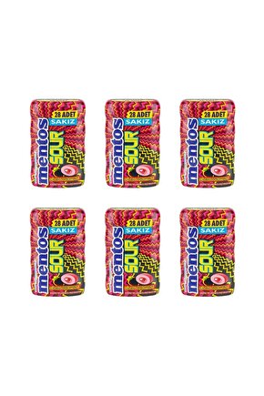 Sour Çilek Aromalı Şekersiz Tatlandırıcılı Ekşi Draje Sakız 6 Adet x 56 g