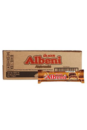 ALBENİ Atıştırmalık - Sütlü Çikolata Kaplı Karamel ve Bisküvi - 72 gram - 24 Adet